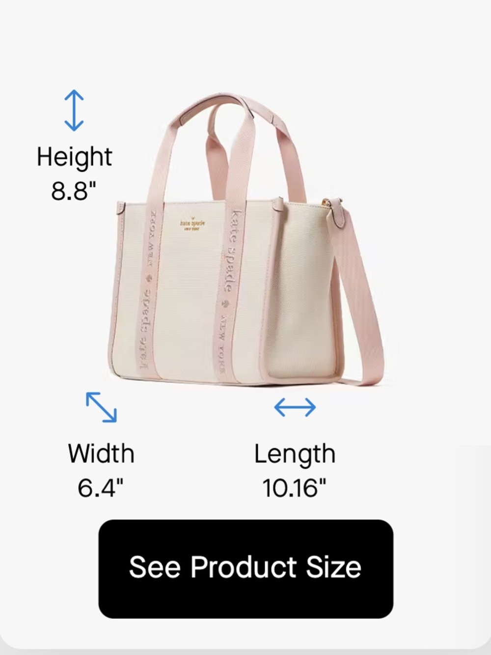 kate spade Pale Pink & Cream Canvas Tote - Picture 6 of 6